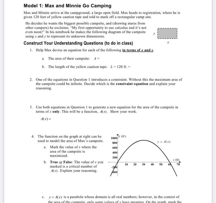 Solved Model 1: Max and Minnie Go Camping Max and Minnie | Chegg.com