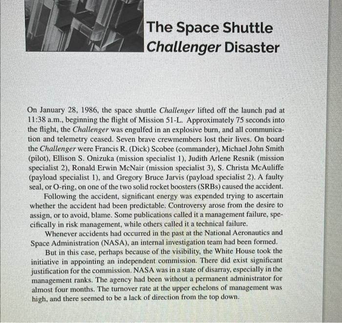 Case Study 1 The Challenger Space Shuttle Disaster And The Solid-Fuel ...