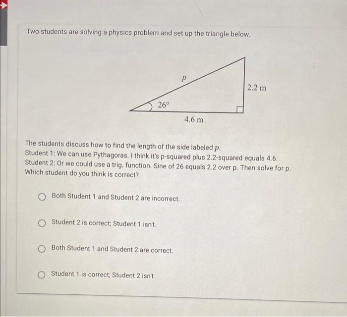 Solved Two Students Are Solving A Physics Problem And Set Up | Chegg.com