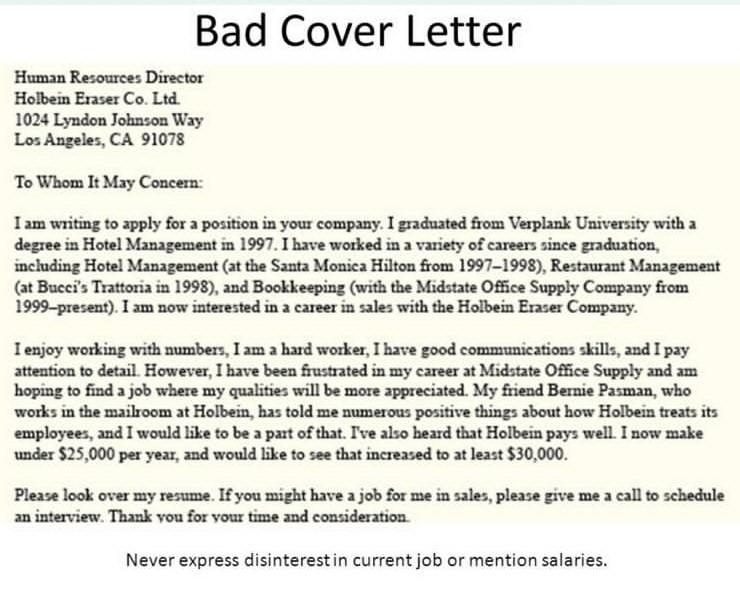 bad examples of cover letter