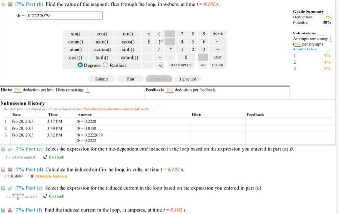 Solved 17\% Part (b) Find the value of the magnetic flux | Chegg.com