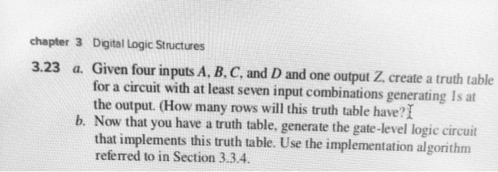 Solved Chapter 3 Digital Logic Structures 3.23 A. Given Four | Chegg.com