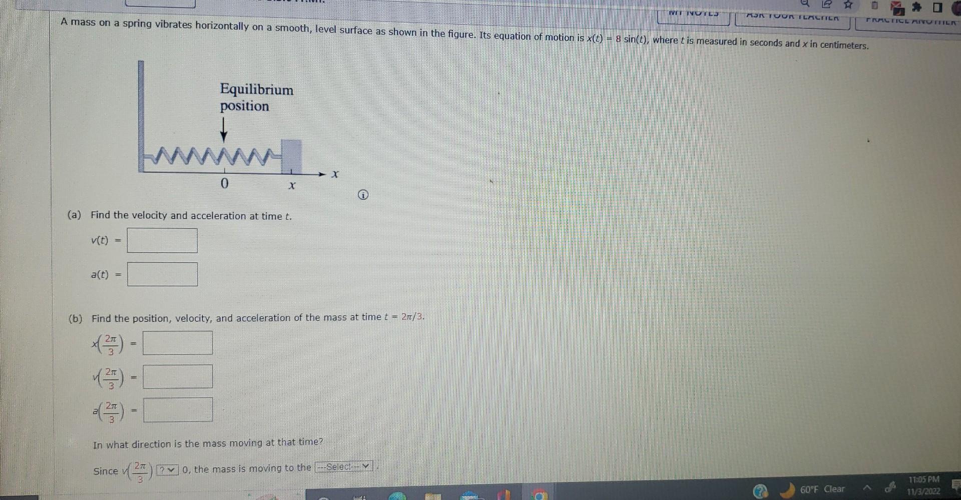 Solved (a) Find the velocity and acceleration at time t. | Chegg.com