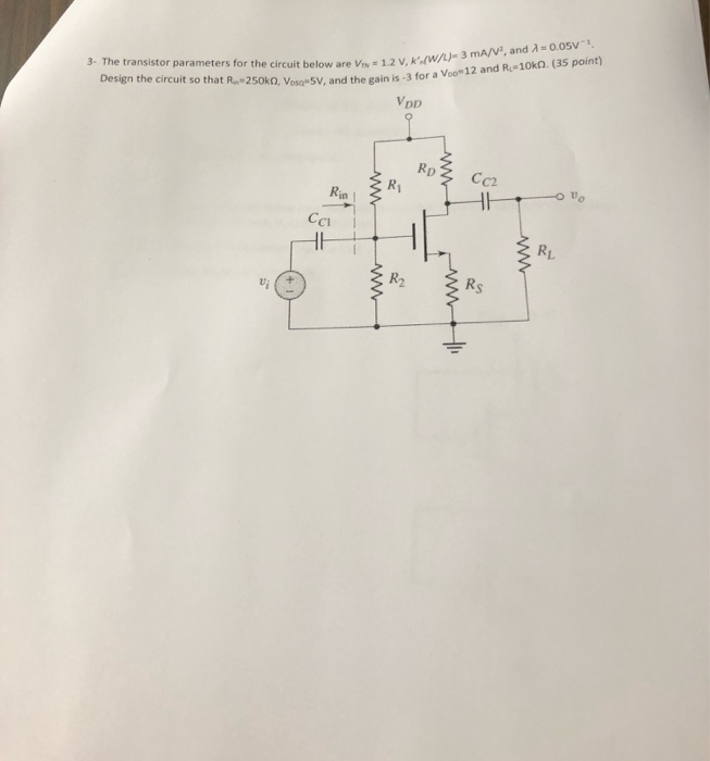 Solved 3- The transistor parameters for the circuit below | Chegg.com