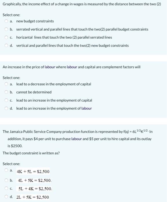 Solved Graphically, the income effect of a change in wages | Chegg.com