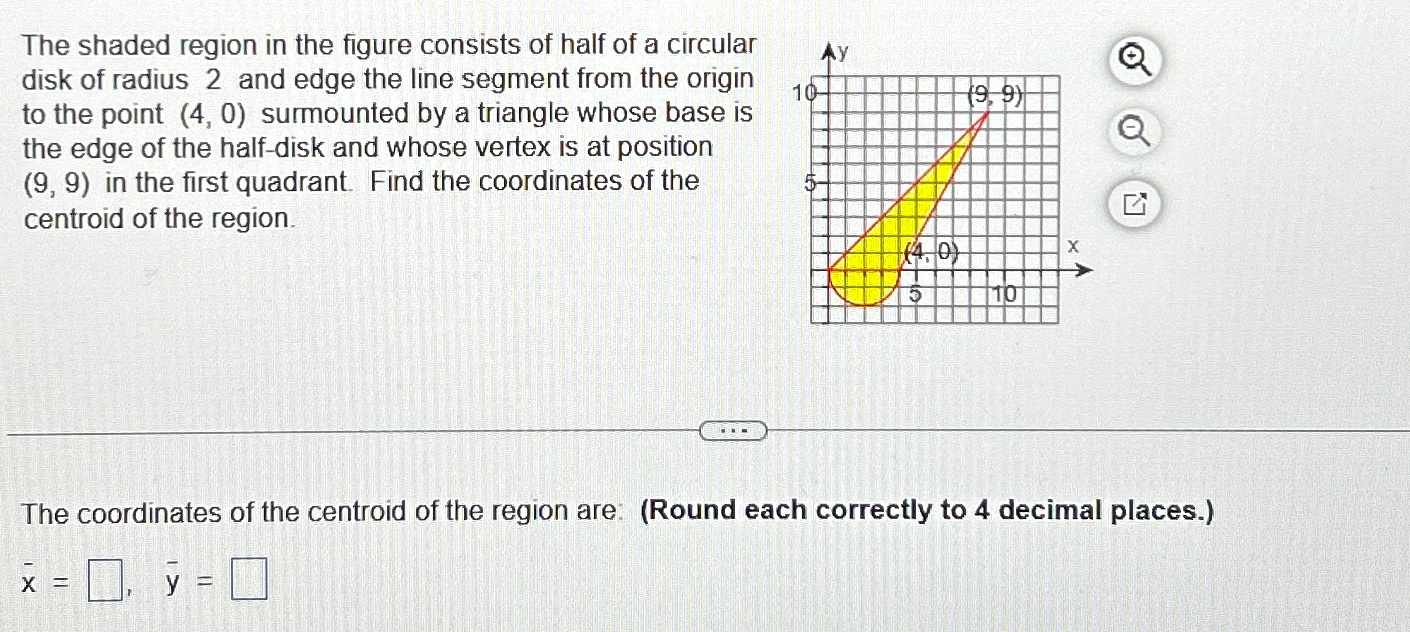 Solved The shaded region in the figure consists of half of a | Chegg.com