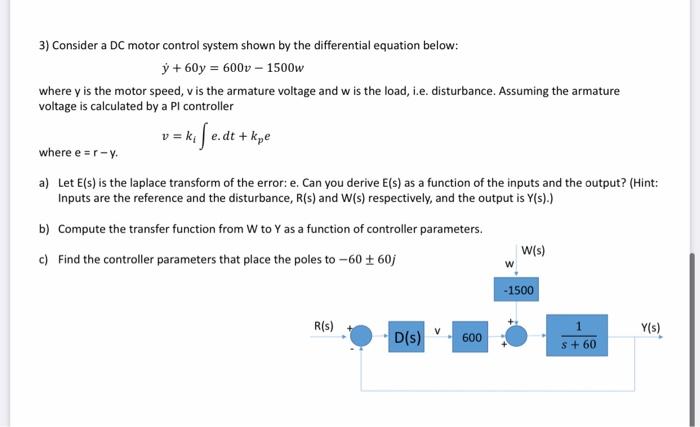 Solved 3) Consider a DC motor control system shown by the | Chegg.com