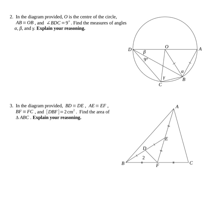 Solved 2. In the diagram provided, O is the centre of the | Chegg.com