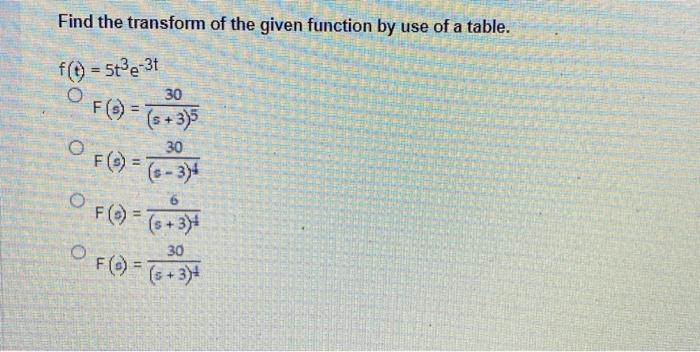 Solved Find the transform of the given function by use of a | Chegg.com