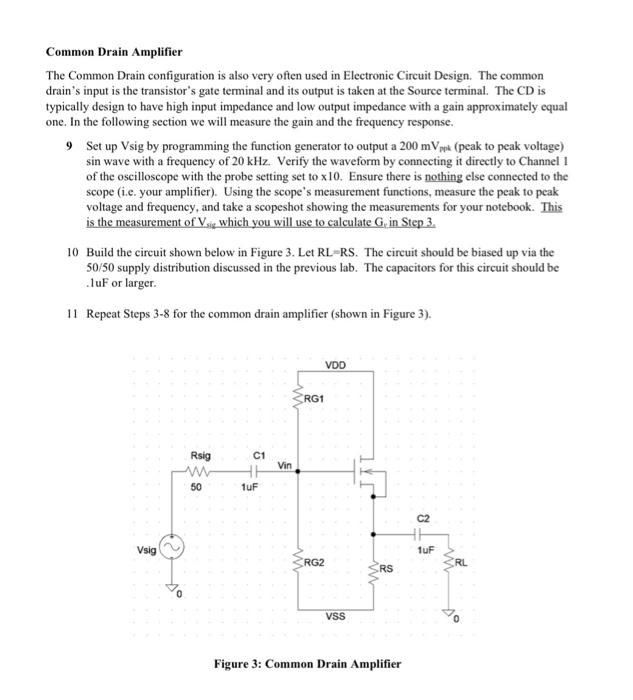 Common Drain Amplifier The Common Drain configuration