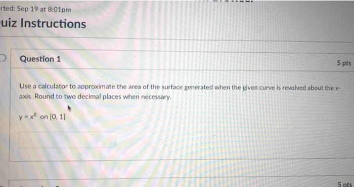 Solved rted: Sep 19 at 8:01pm uiz Instructions Question 1 5 | Chegg.com
