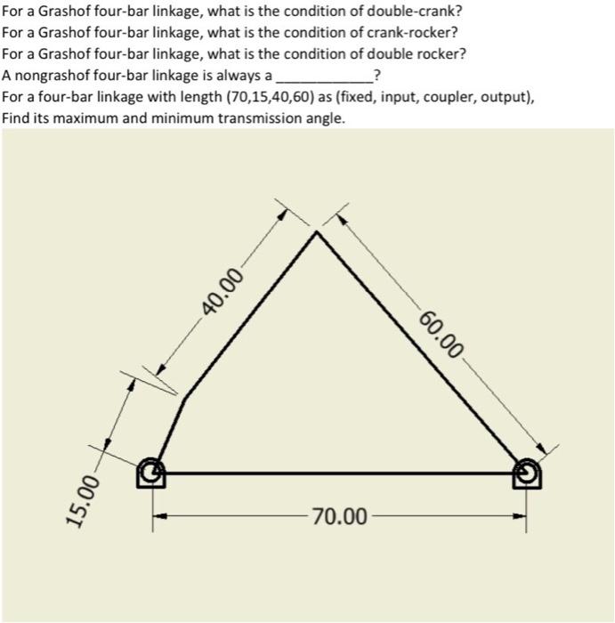 Solved For a Grashof fourbar linkage, what is the condition