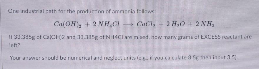 Solved One industrial path for the production of ammonia | Chegg.com