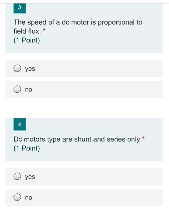 Solved 3 3 The speed of a dc motor is proportional to field | Chegg.com