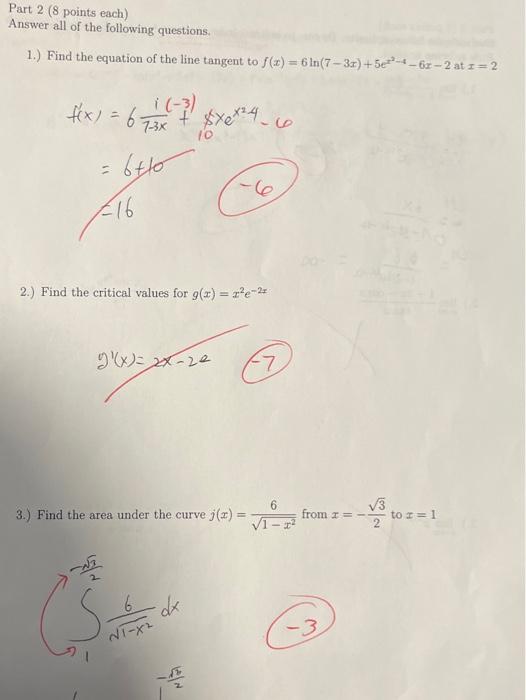 Solved Part 2 (8 points each) Answer all of the following | Chegg.com