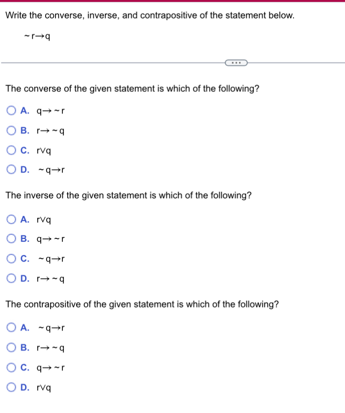 Solved Write The Converse, Inverse, And Contrapositive Of | Chegg.com