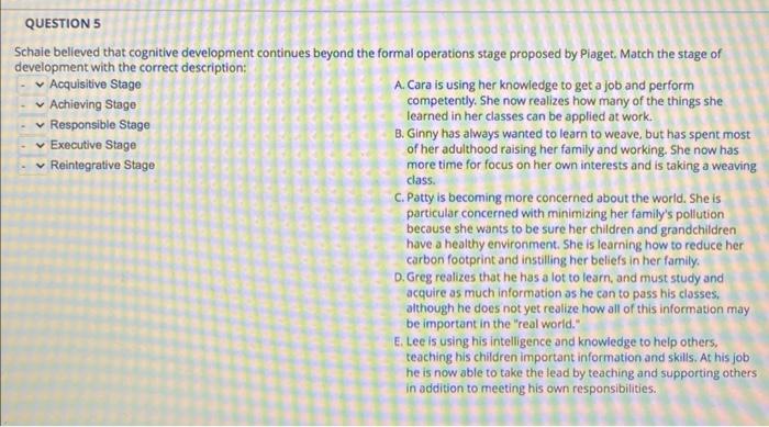 Schaie's stages of outlet cognitive development