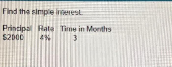 Solved Find the simple interest. | Chegg.com