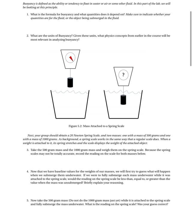 Solved 2. Concept Questions a. In the lost buoyancy method