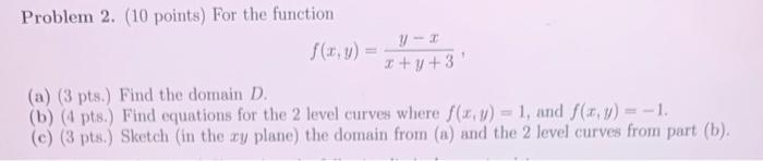 Solved Problem 2. (10 points) For the function | Chegg.com