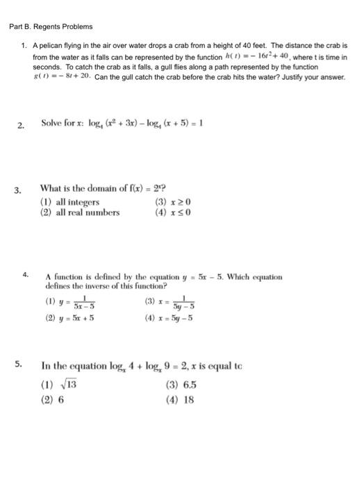 Solved Part B. Regents Problems 1. A pelican flying in the | Chegg.com