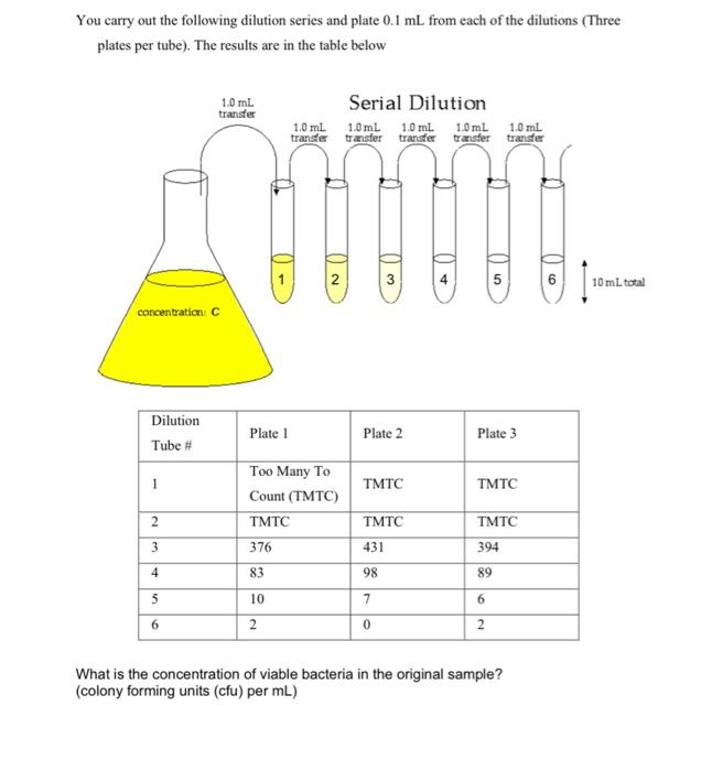 Solved You carry out the following dilution series and plate | Chegg.com