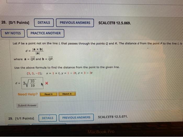 Solved 28. [0/1 Points] DETAILS PREVIOUS ANSWERS SCALCET8