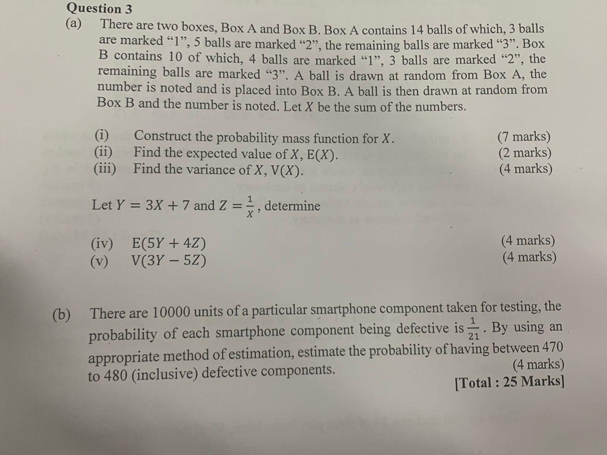 Solved Question 3 (a) There are two boxes, Box A and Box B. | Chegg.com