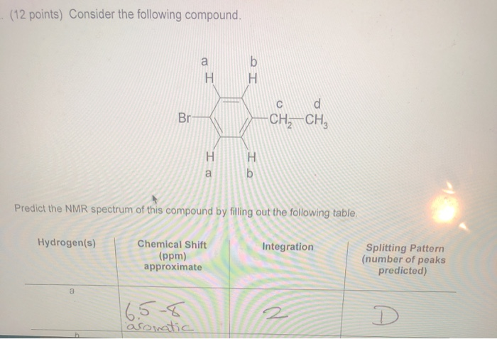 Solved (12 Points) Consider The Following Compound. B A H Br | Chegg.com