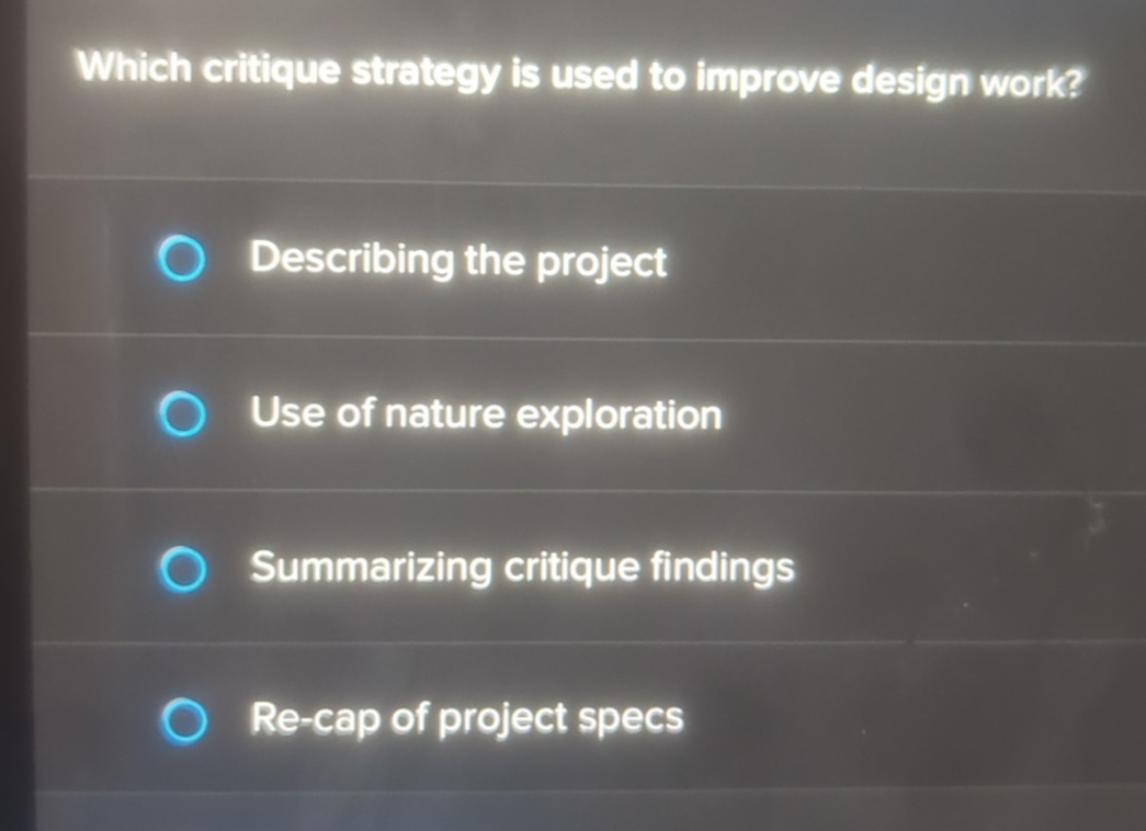 Which Critique Strategy Is Used to Improve Design Work -From Concept to Perfection