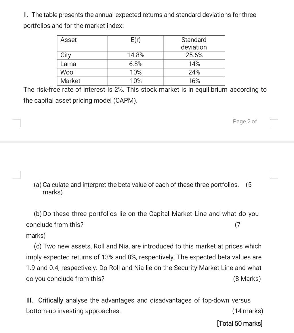 Solved Investment, calculate without formula Solve the