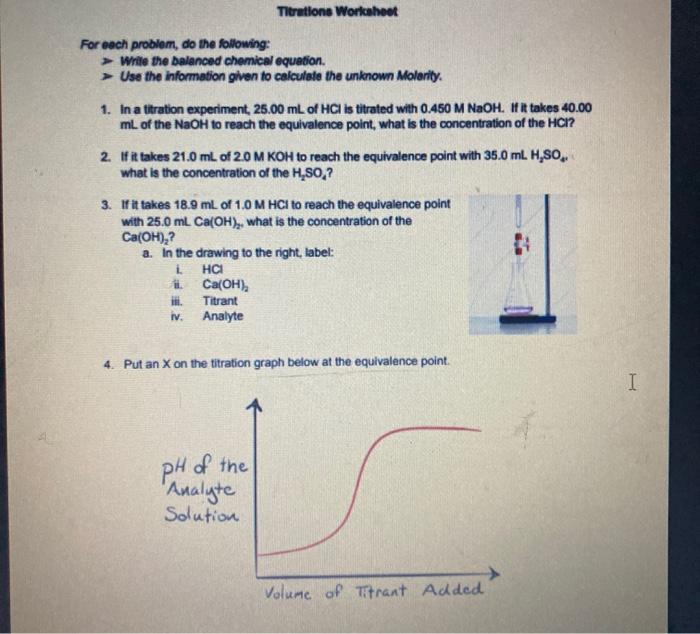 Solved Titrations Workahoot For each problem, do the