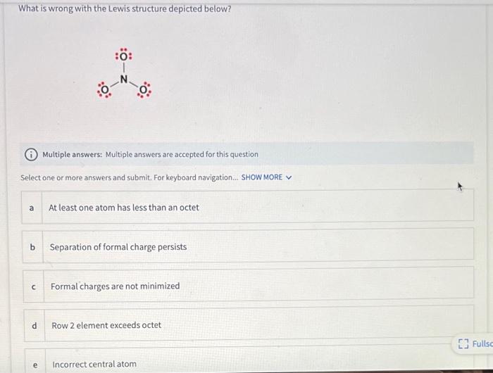 Solved What is wrong with the Lewis structure depicted | Chegg.com