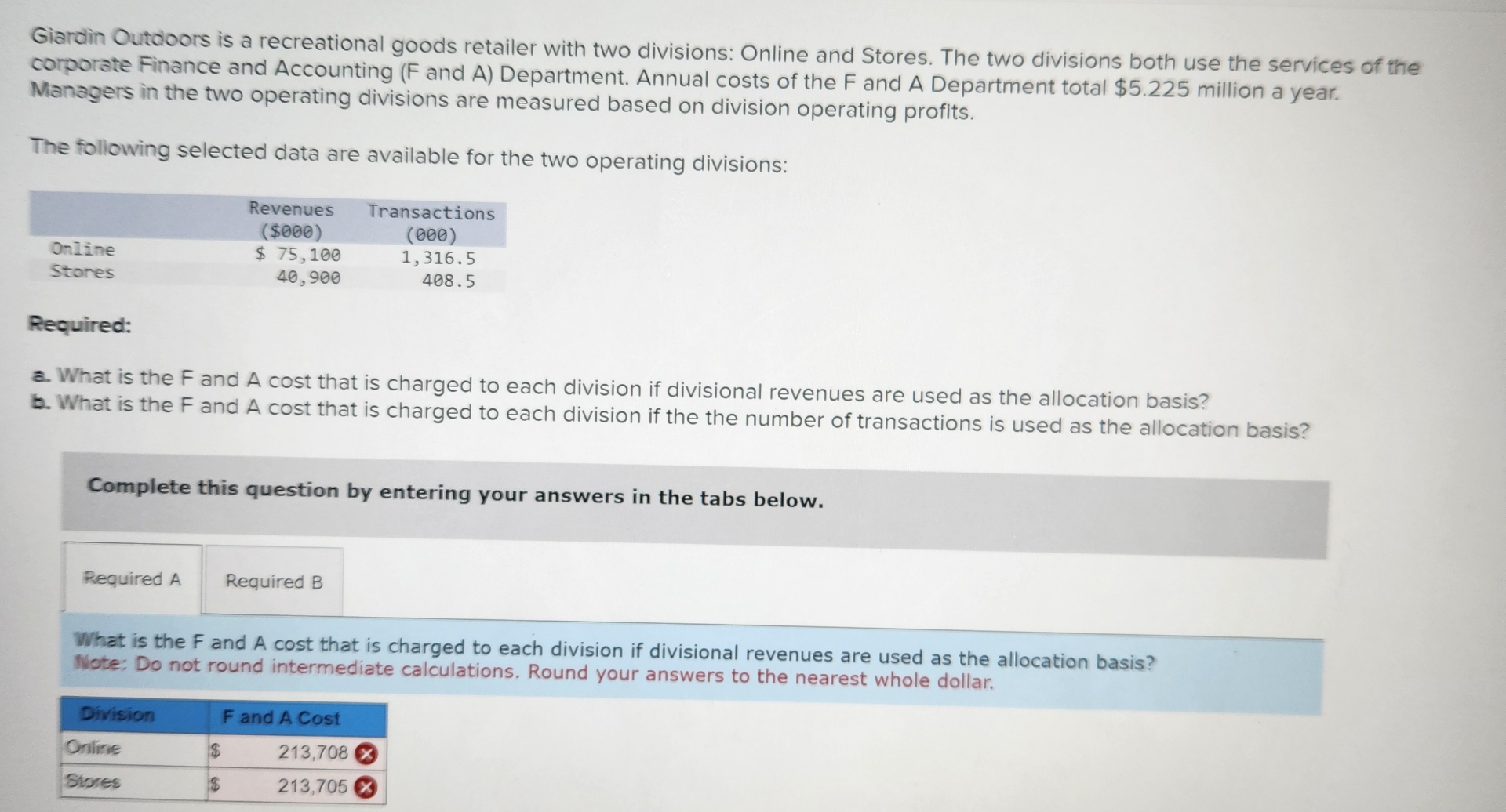 Solved Giardin Outdoors is a recreational goods retailer