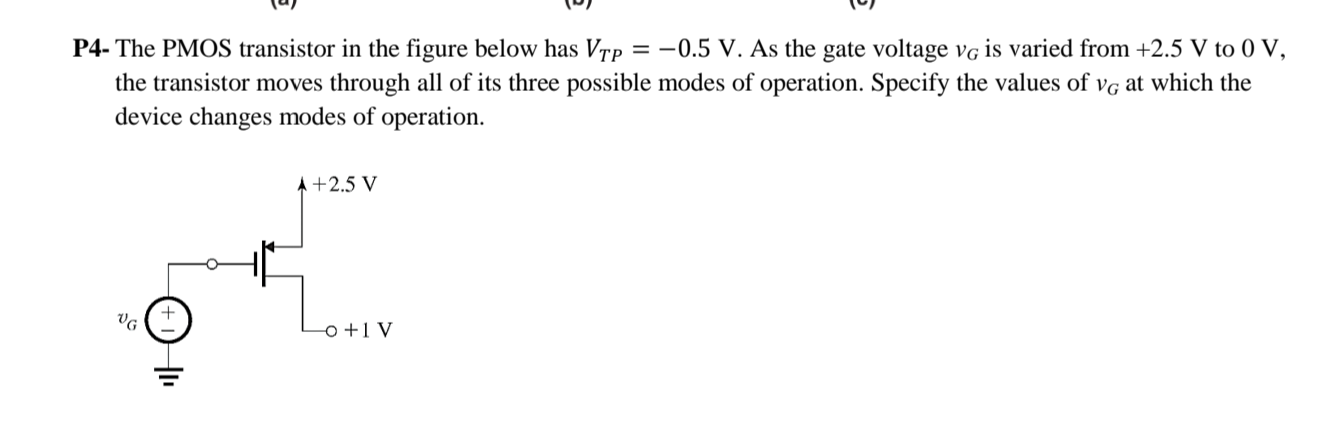 Solved P4- The PMOS transistor in the figure below has | Chegg.com