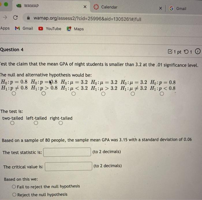 Solved WAMAP Х Calendar G Gmail | Chegg.com