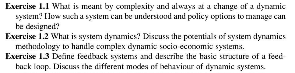 Systems Practice Solved Exercise 1.1 What is meant by complexity and always | Chegg.com