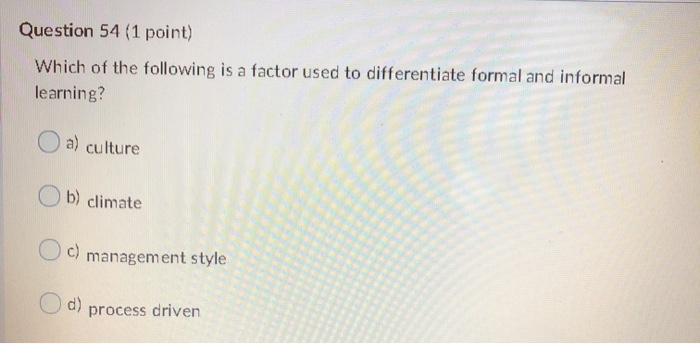 Solved Question 53 (1 point) What is one key difference | Chegg.com
