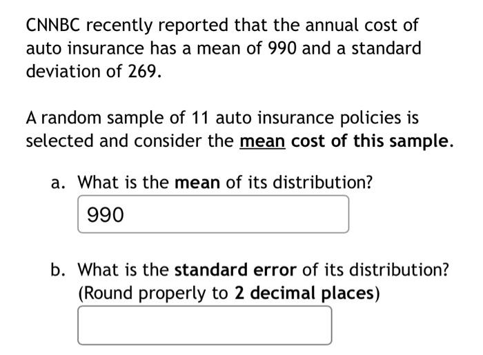 Solved cnnbc recently reported that the annual cost of auto chegg