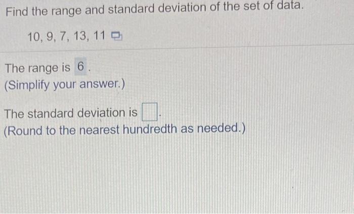 Solved Find the range and standard deviation of the set of | Chegg.com