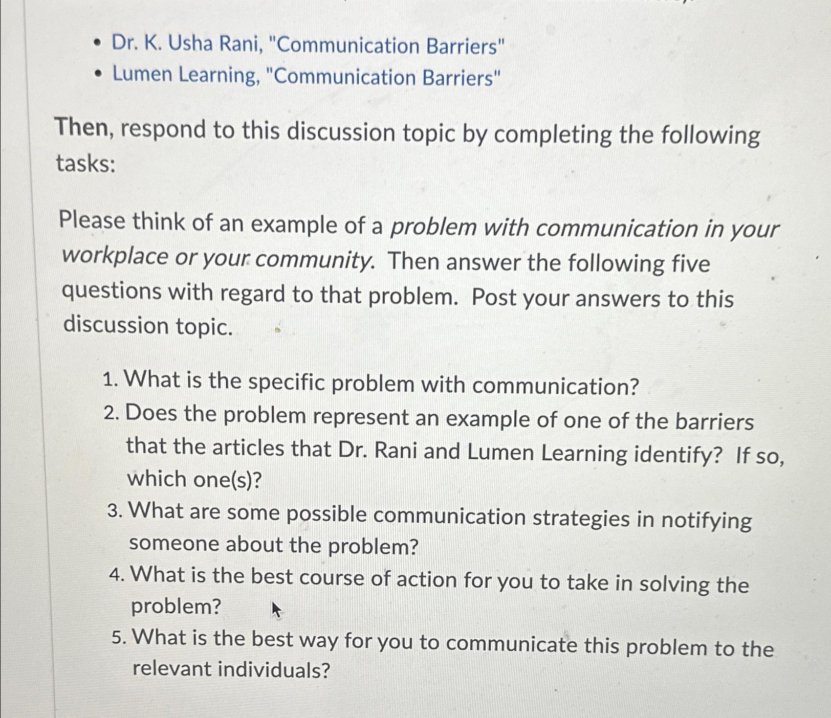 Solved Dr. ﻿K. ﻿Usha Rani, Barriers"Lumen