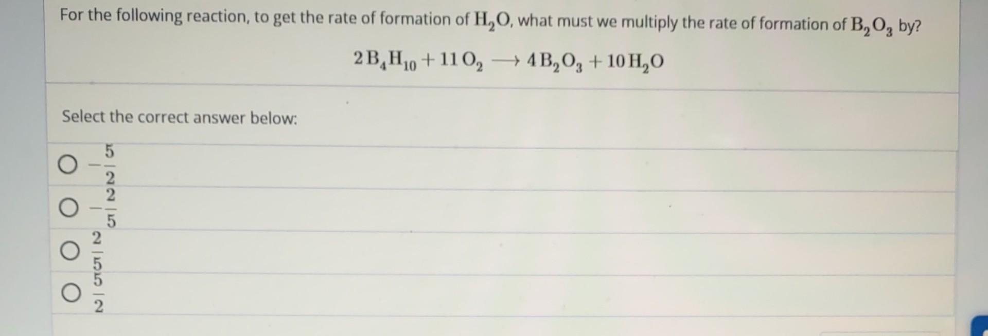 11o2 Solved For the following reaction, to get the rate of | Chegg.com