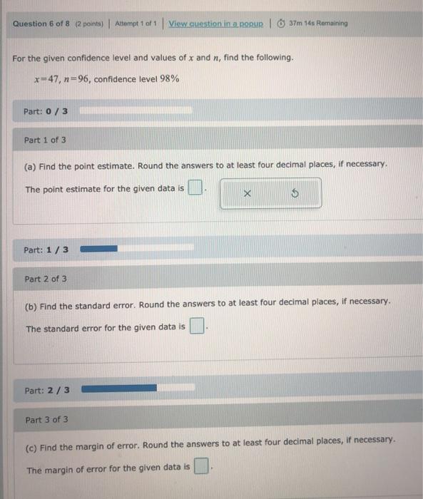 Solved Question 6 of 8 2 points) Attempt 1 of 1 | View | Chegg.com