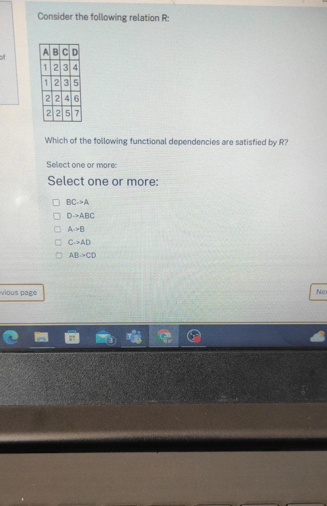 Solved Consider The Following Relation R : Which Of The | Chegg.com