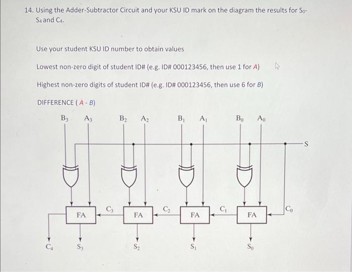 Solved 14. Using the Adder-Subtractor Circuit and your KSU | Chegg.com