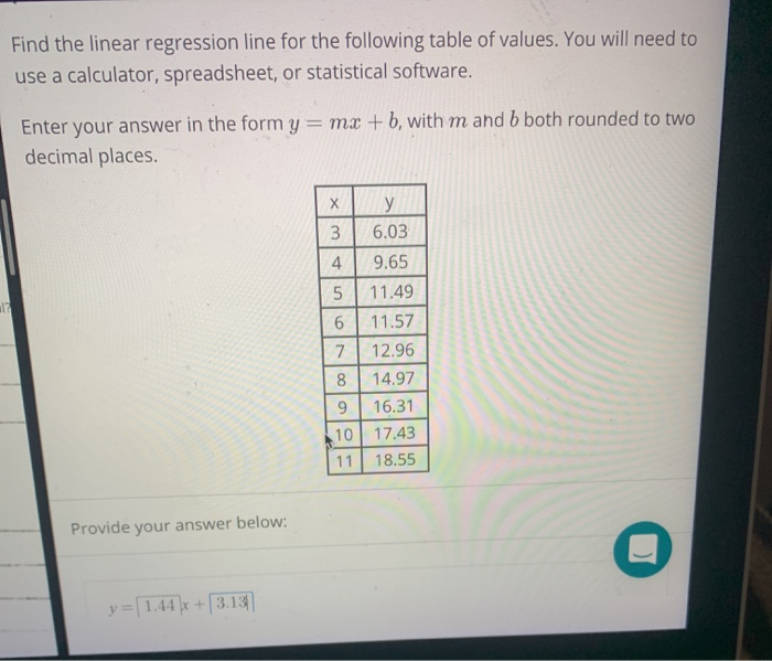 equation find linear regression calculator