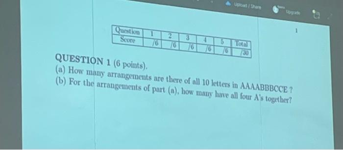 Solved (a) How Many Arrangements Are There Of All 10 Letters | Chegg.com