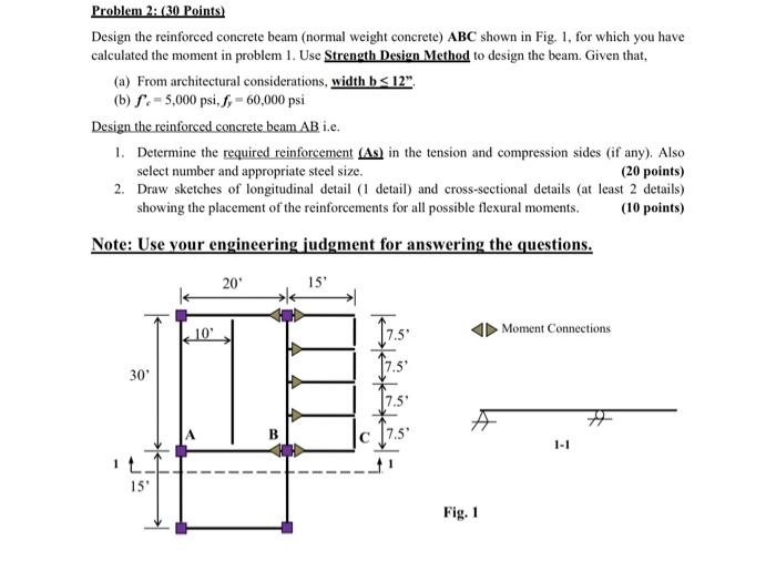Solved Problem 2: (30 Points) Design the reinforced concrete | Chegg.com