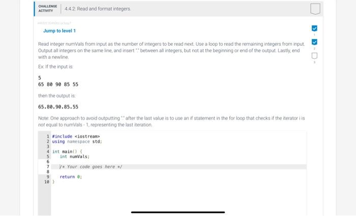 Solved Read Integer Numvals From Input As The Number Of | Chegg.com