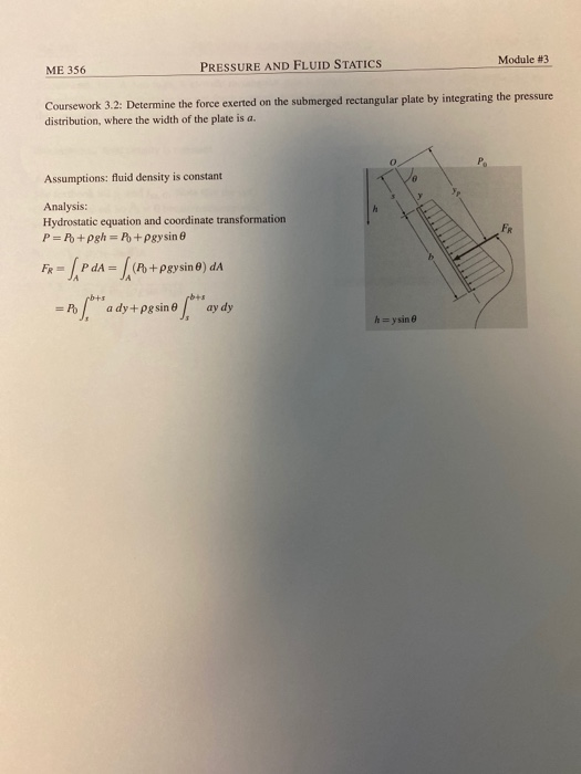 Solved Module #3 ME 356 PRESSURE AND FLUID STATICS | Chegg.com